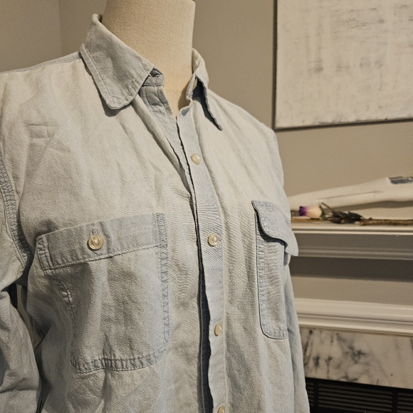 Light Blue Denim Cotton Shirt 👕 - Picture 3 of 7